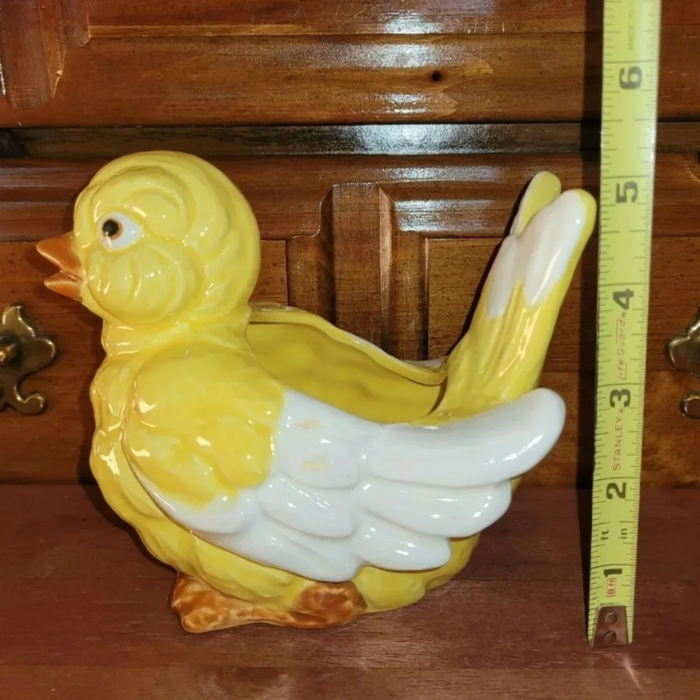 ARDCO Yellow Duck Ducky Chick or Chicken Ceramic Planter Pot or Vase VTG 1950's - Picture 8 of 10
